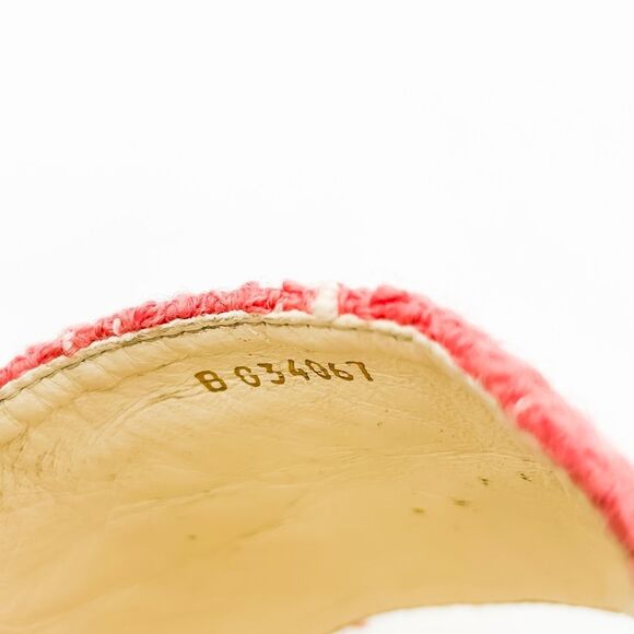 Chanel CC Logo Espadrilles Sandals Pink Tweed Slides Mules EU 38 US 7-7.5 - Picture 12 of 14